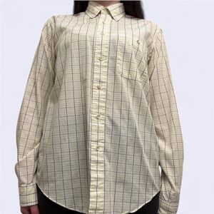 Vintage Evan-Picone Plaid Button Down Shirt Men's Medium Single Needle Tailoring